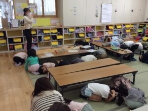 1年生の地震避難訓練🐤