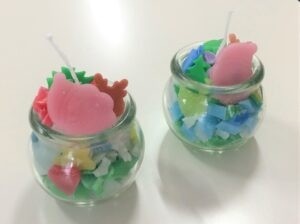 色とりどりのリメイクキャンドル作ったよ